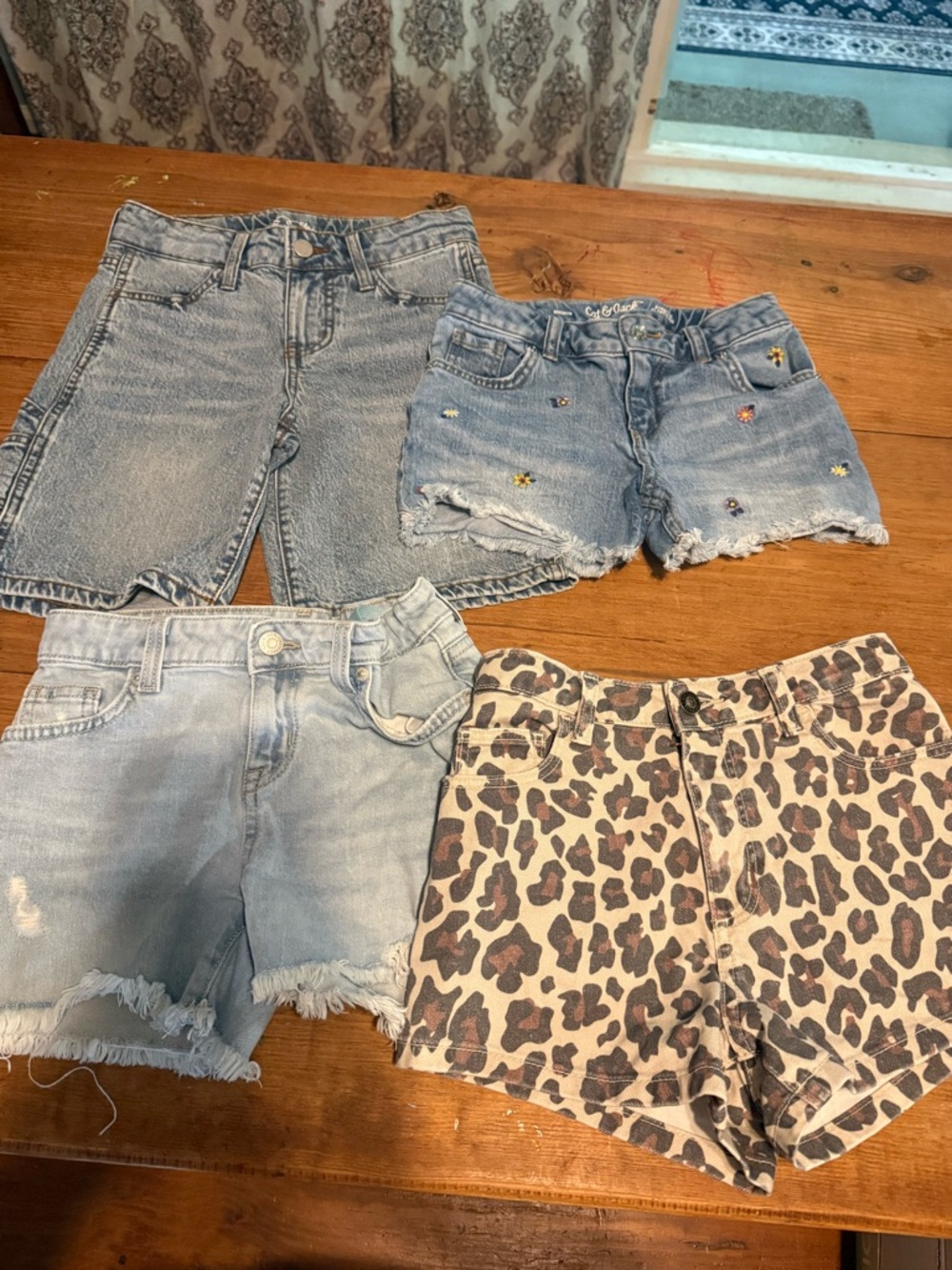 Cat & Jack Light Blue Denim and Leopard Print Girls' Shorts Set